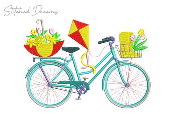 Bike Carrying Flowers Embroidery: A Charming Design