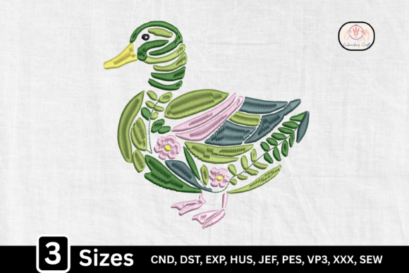 Charming Botanical Floral Duck Embroidery