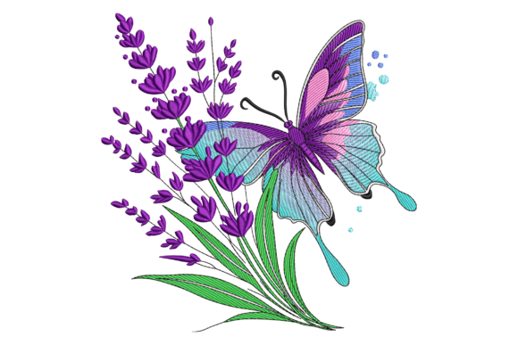 Charming Butterfly with Lavender Flowers