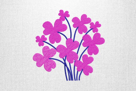 Charming Pink Flowers Embroidery Design