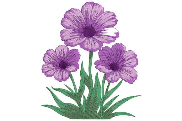 Charming Purple Flowers for Holiday Embroidery