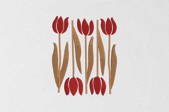 Charming Red Flowers for Business Embroidery