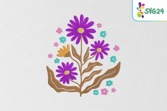 Colorful Wildflowers: A Vibrant Embroidery Design