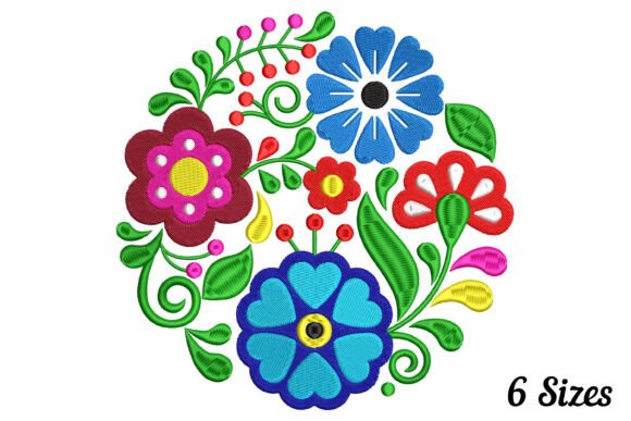 Cute Beautiful Flowers: A Vibrant Embroidery Design