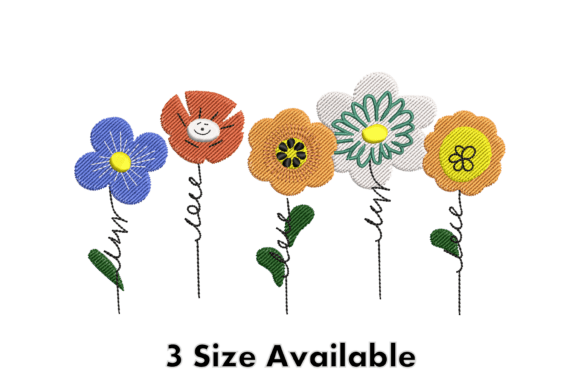 Cute Colorful Flowers: A Whimsical Embroidery Design