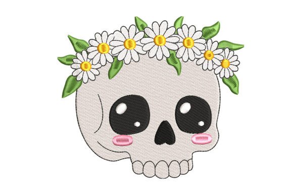 Cute Halloween Skull with Flowers: A Charming Twist