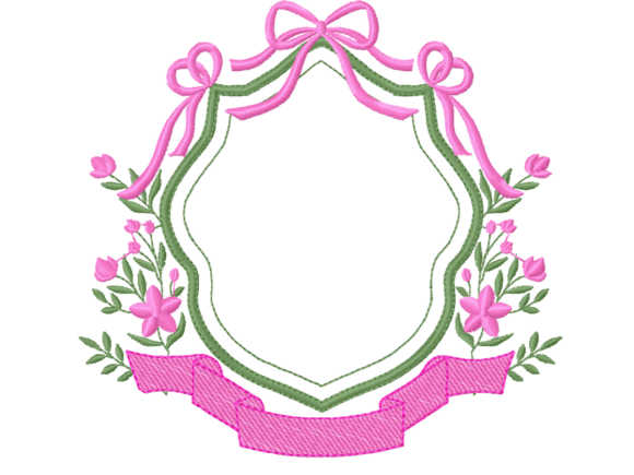 Elegant Floral Frame with Ribbon Embroidery