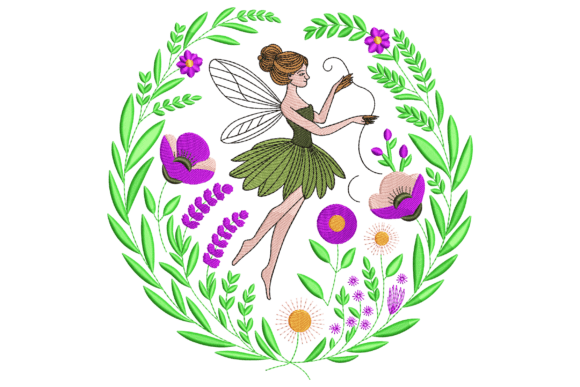 Fairy with Flowers: A Charming Addition to Your Embroidery