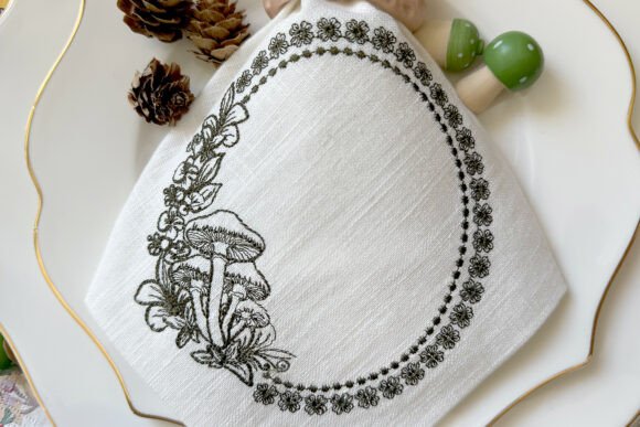 Frame with Mushrooms Embroidery: A Charming Addition
