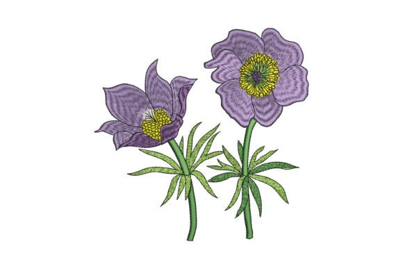 Springtime Anemone Pair: A Delicate Embroidery Design