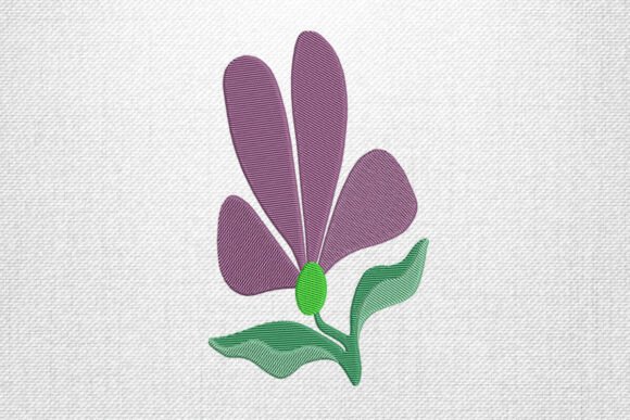 Stylish Purple Petal Leaf Embroidery Design