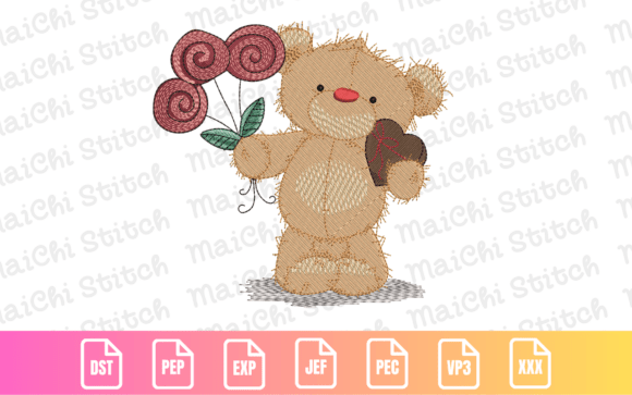 Valentine Teddy Bear: A Charming Embroidery Design